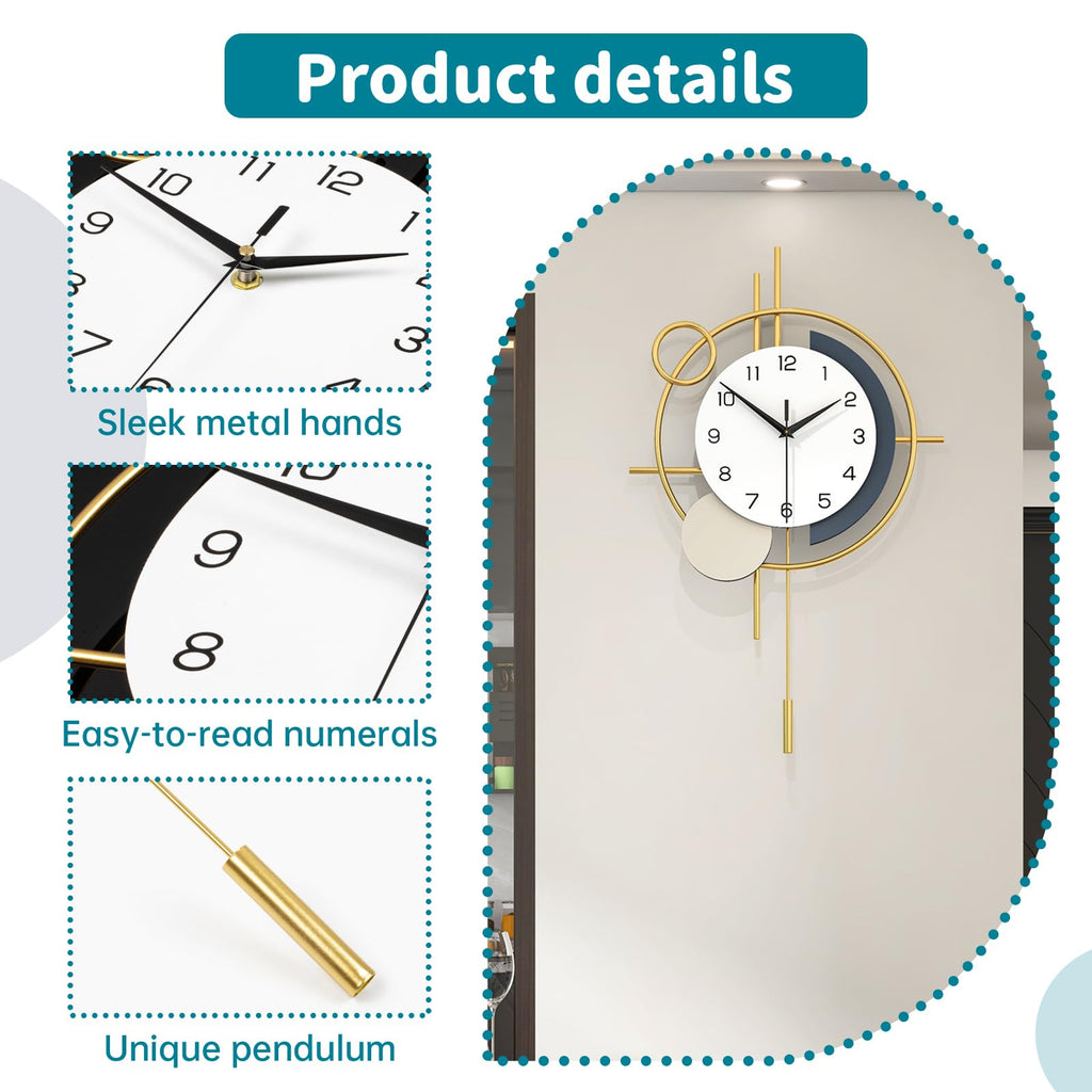 Wall Clock Decorative Pendulum Modern Wall Clock Battery Operated