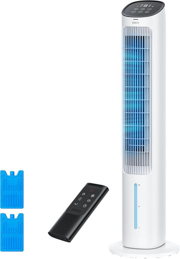 Evaporative Air Swamp Cooler, 40” Standing Fans that Blow Cold Air, 80° Oscillating Bladeless Cooling Fan