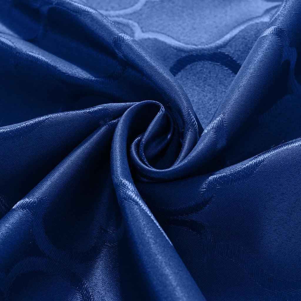 Jacquard Rectangle Tablecloth 60" x 102", Navy Blue Wrinkle Free Spillproof Water Resistant Damask P