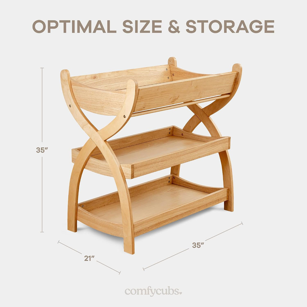 Baby Changing Table - Baby Change Table, Natural Wood