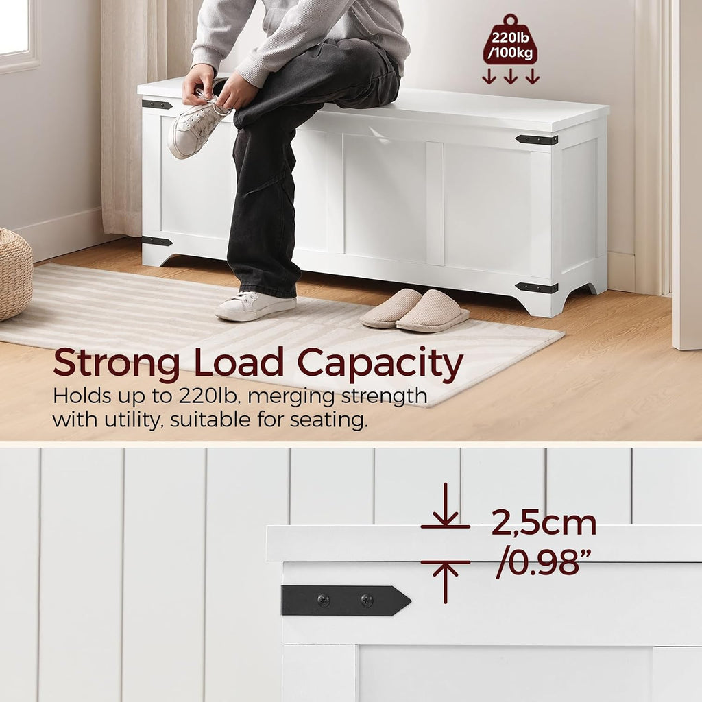 47.2" Storage Chest Extra Large, Wooden Storage Bench with 2 Safety Hinges, Entryway Shoe Bench, 47.2x15.7x19.7 Inch