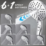 Dual Shower Head Combo, 8'' High Pressure Rain Shower Head with Handheld Spray, 6+1 Spray Settings Handheld Showerhead