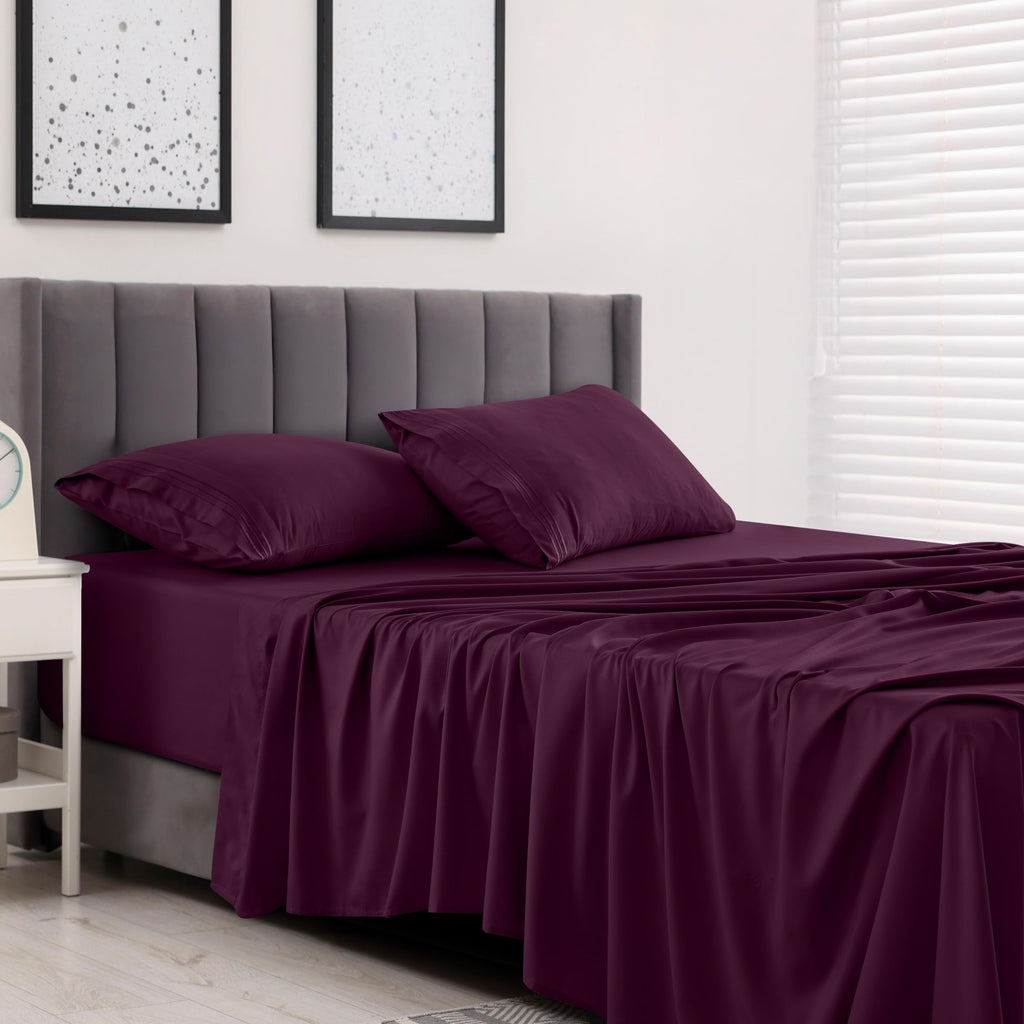 LUX Décor Queen Sheet Set - 4 Piece Ultra-Soft Microfiber Bed Sheets with Flat Sheet, 16 Inches Deep Pocket Fitted