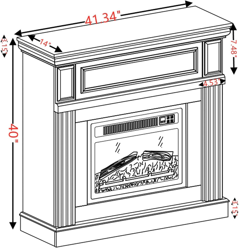 Freestanding Surround, White Faux Fireplace with Legs, Modern Fire Place Mantels with Decorative Pattern for