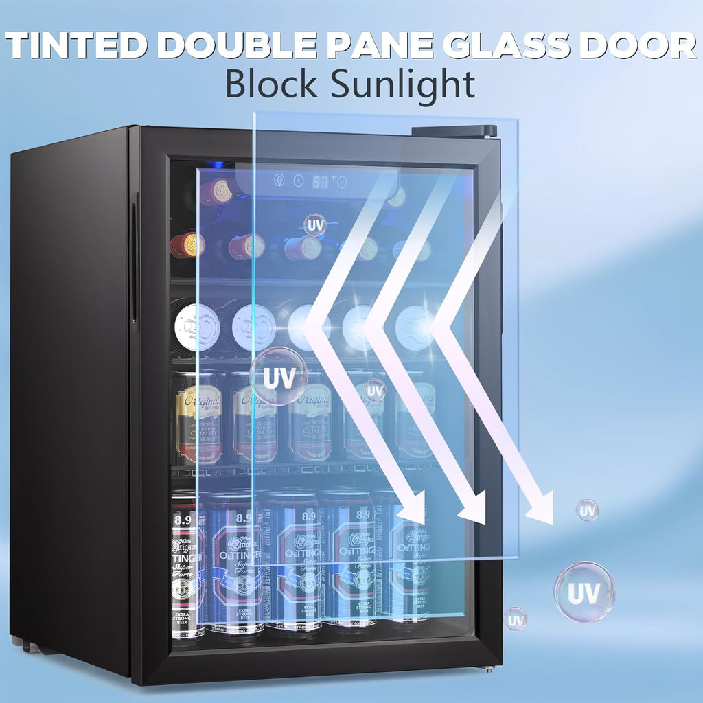 26 Bottle Wine Cooler, 95 Cans Beverage Refrigerator, 2.6 cu.ft Drink Fridge Dig
