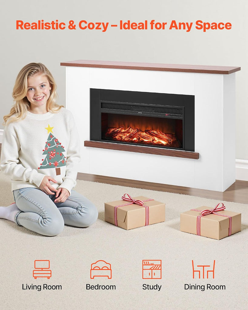 65.5 inch Freestanding Fireplaces, 1500W 5120BTU Fake Electric Fireplace Stove Heater with Mantel, Overheating