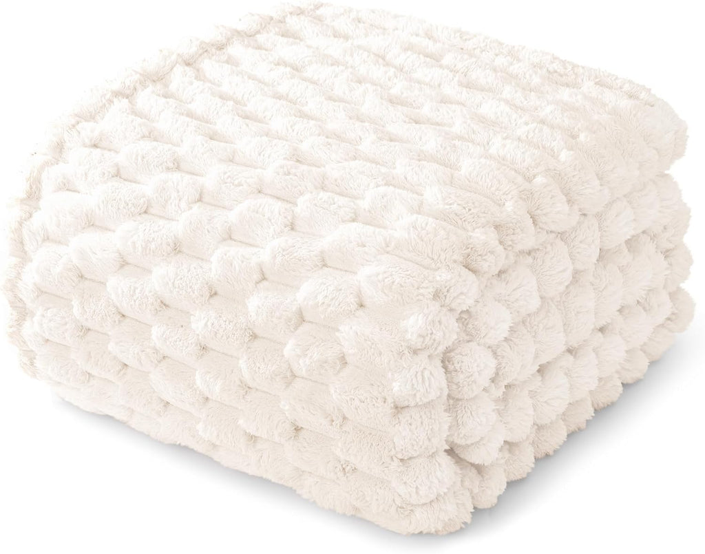 Fleece Throw Blanket, Luxury Super Soft Lightweight Summer Blanket, 3D Jacquard Cozy Fluffy Plush Decorative Sofa