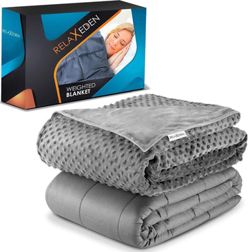 Adult Breatheable Cotton Weighted Blanket with Removable Navy Duvet Cover, 60 x 80 Inch, 15 Pounds, Made w/Polyester