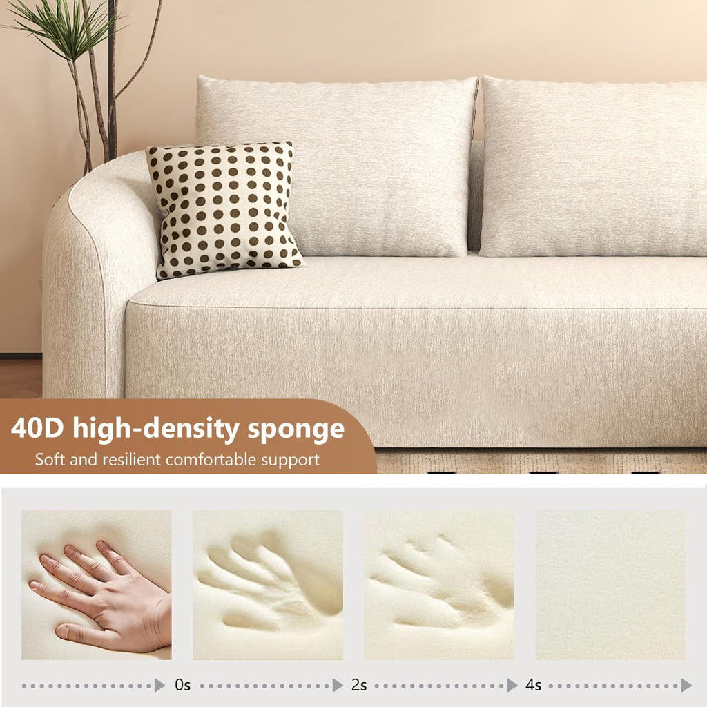 111" Modular Sectional Couches Luxury Modern Curved Back Sofa,Minimalist Comfy L-Shape Boneless Cloud Couch for Living