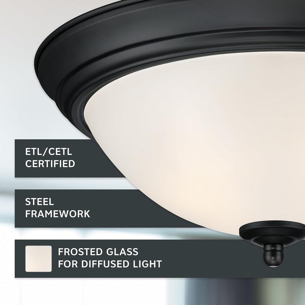 Flush Mount Ceiling Light, 2-Pack, 13 Inch Frosted Glass Lighting Fixture , and Hallway, LED Bulbs Not Included