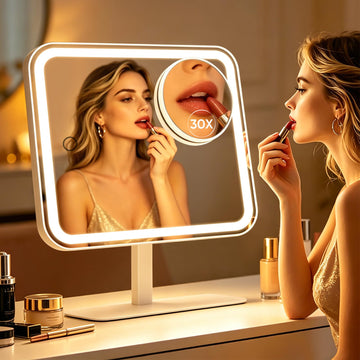 Large Lighted Vanity Makeup Mirror with 30X Magnifier