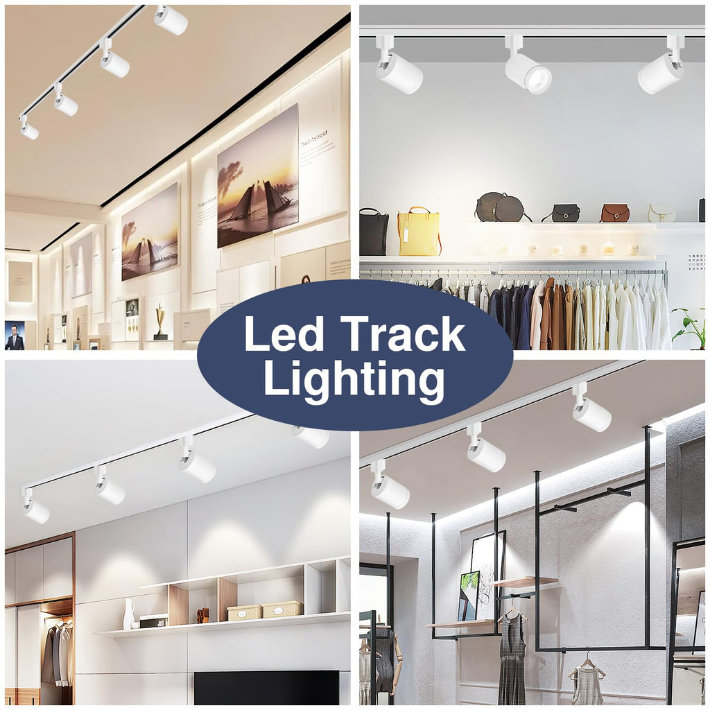 10W LED White Track Lighting Heads, H Type Track Lighting Rail Ceiling Spotlight for Accent Task Wall Art Exhibition