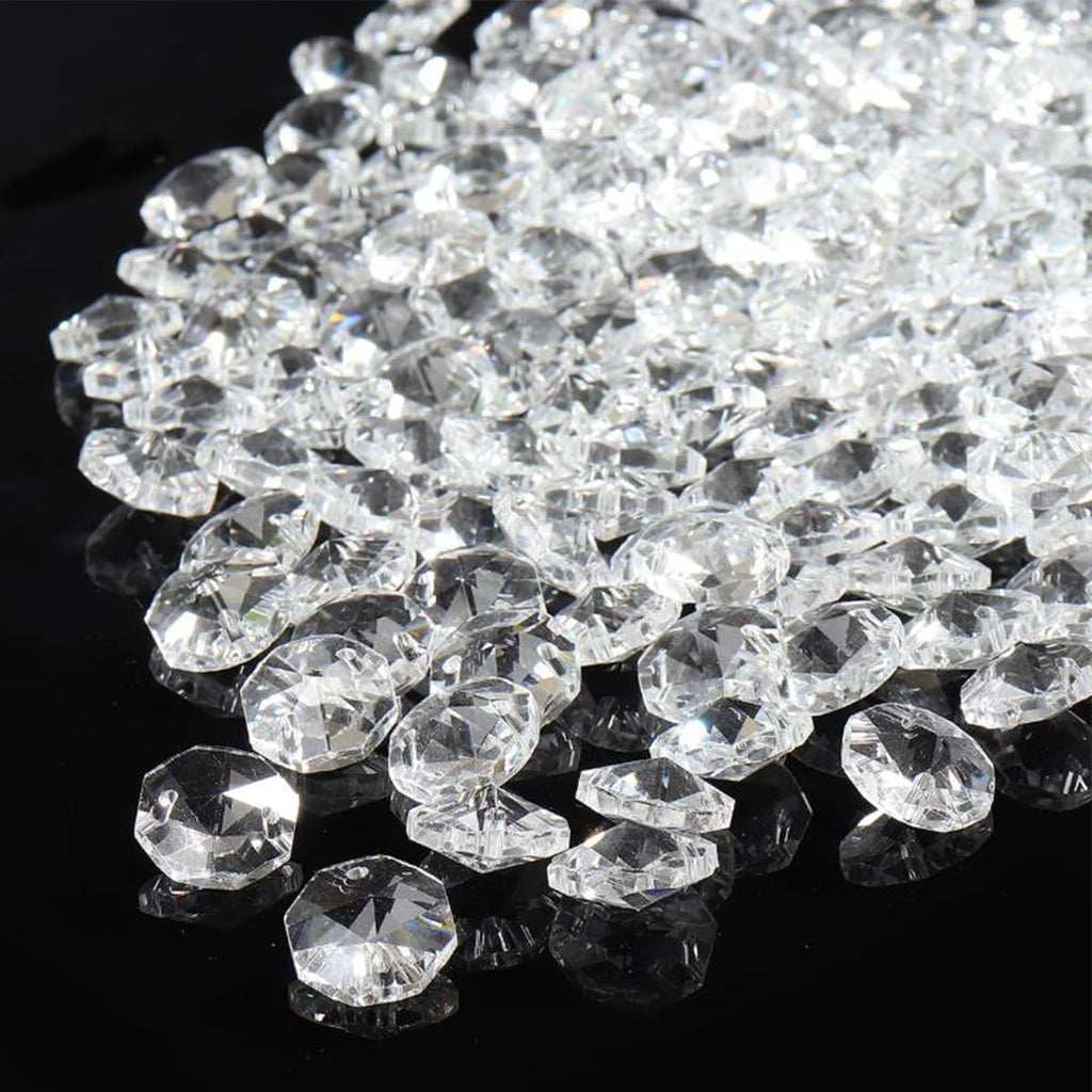 200Pcs/Set K9 Glass Crystal Garland Strands Hanging Chandelier Gem Bead Chain Refraction 14mm Clear Octagonal Beads