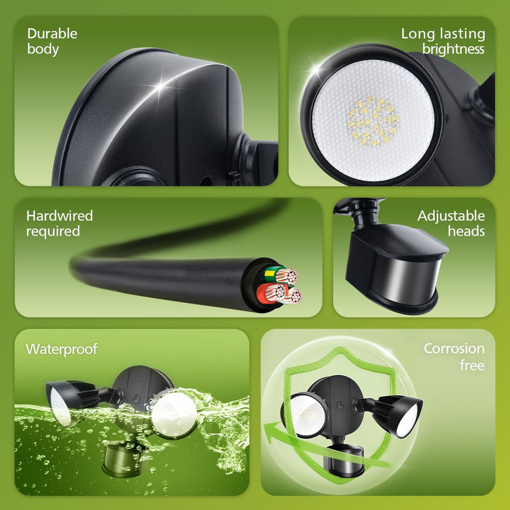 44W 4200 lm LED Security Light Outdoor w/PIR Motion Sensor, 5000K Daylight Flood Light, Waterproof, Dusk to Dawn, 2