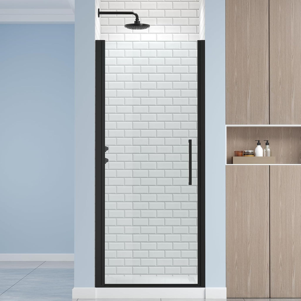 Frameless Pivot Shower Door 32.8-34" W X 72" H, 1/4" (6mm) Clear SGCC Tempered Glass, Hinged Pivot Swing Shower Door