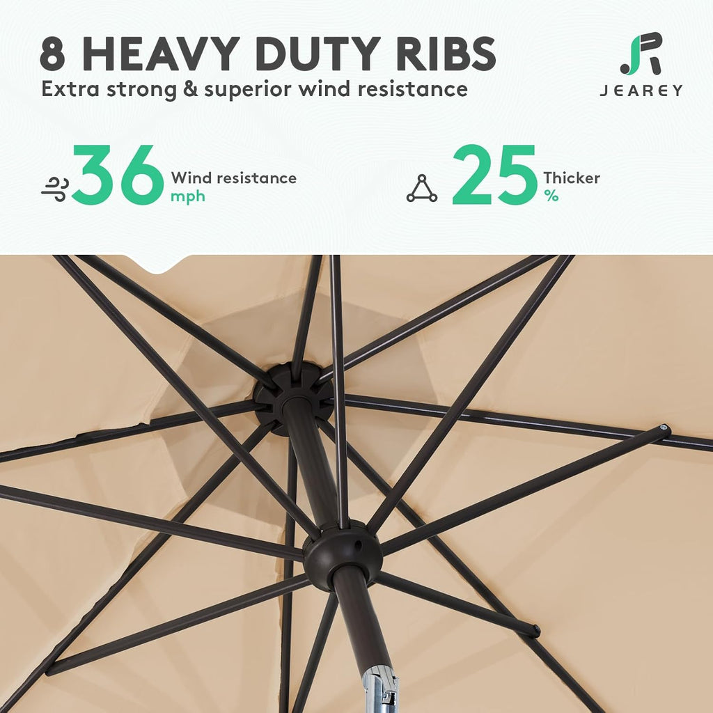10FT Outdoor Patio Umbrella Outdoor Table Umbrella with Push Button Tilt and Crank - Beige