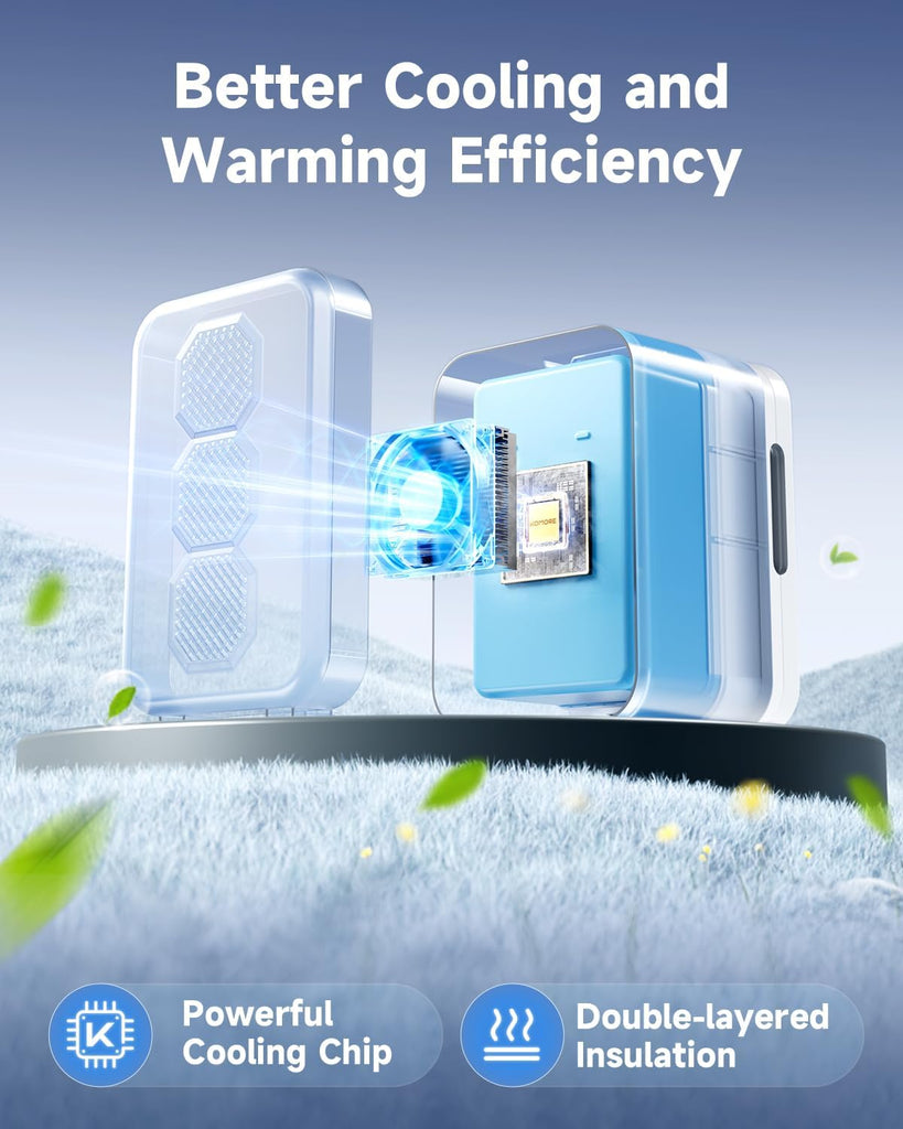 Small Mini Fridge, 18L Portable Tiny Fridge for Skincare, 120V/12V Makeup Refrigerator Mini, Thermoelectric Cooler &