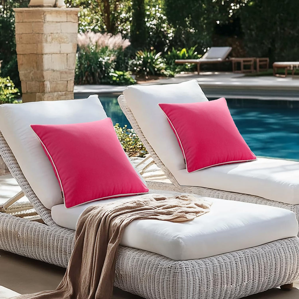 Pack of 2 Outdoor Waterproof Pillow Covers Decorative Farmhouse Throw Pillow Covers Square Solid Color Couch Pillow