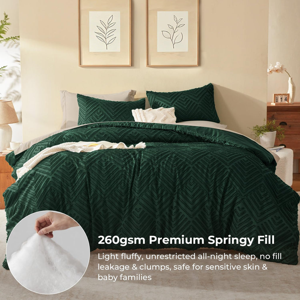 Super King Plus Comforter Set, 3 Pcs Tufted Boho Bedding Set