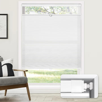 No Drill Cordless Cellular Shades, White | Top Down Bottom Up (TDBU) Honeycomb Shades, Light Filtering Thermal
