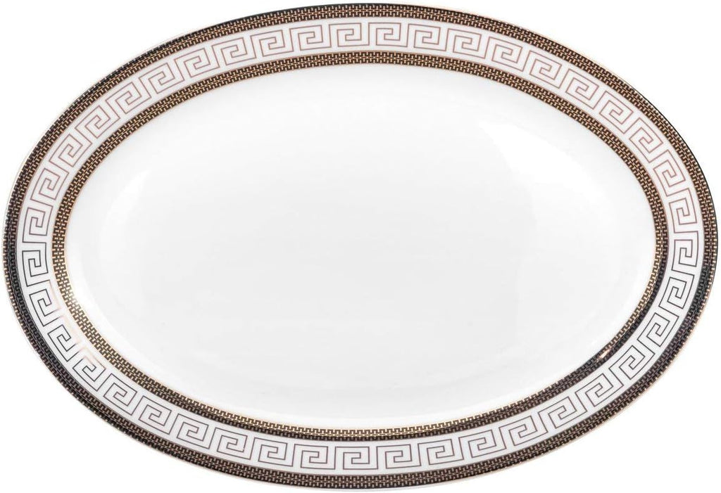 57-pc Banquet Dinnerware Set, Luxury Tableware Dining Service for 8 (Greek Key Dark)