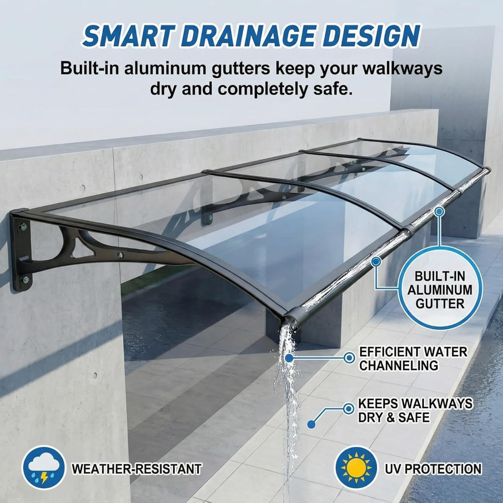 Awning for Door Entrance, Awnings for Doors, Window Awnings Exterior Polycarbonate Cover Outdoor Front Door Patio