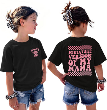 Cute Preppy Shirts for Girls Funny Tshirts Kids Graphic Tees Miniature Version of My Mama Letter Cotton Shirt