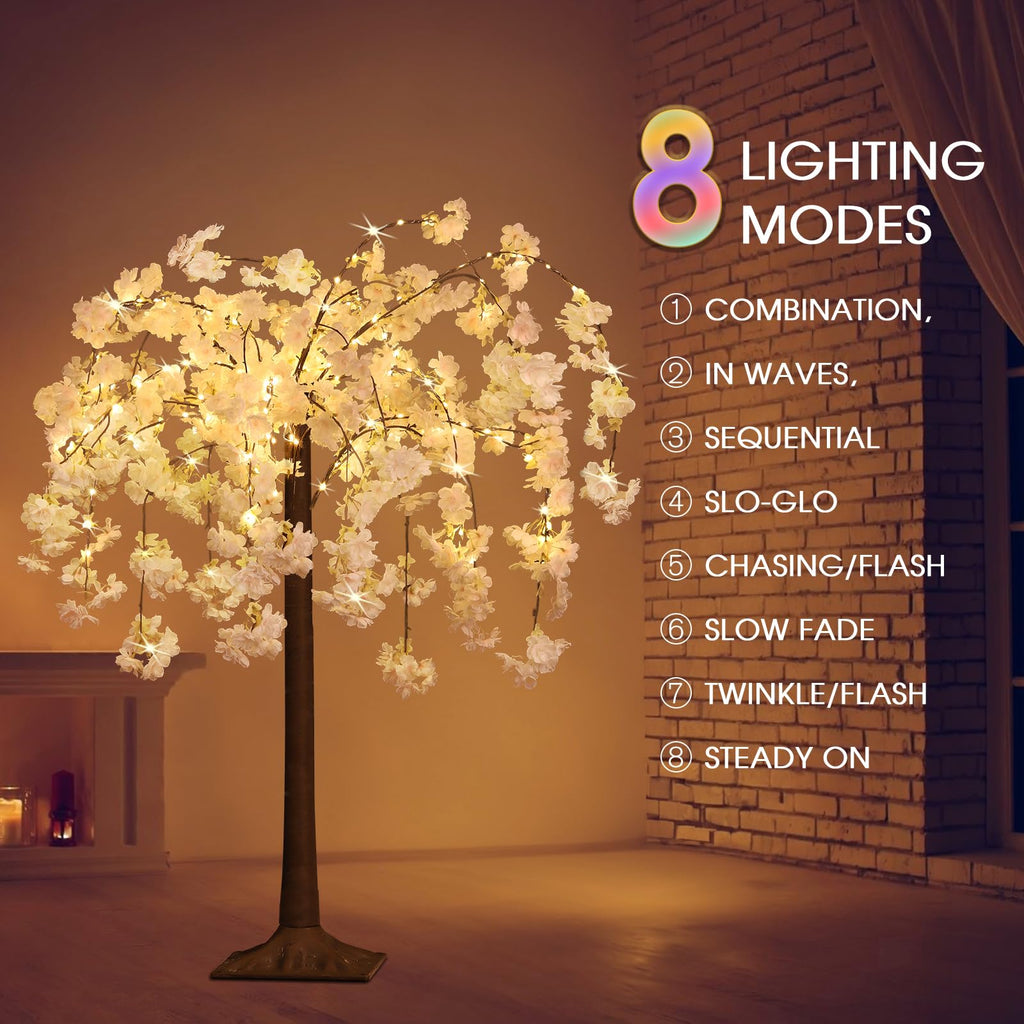 Lighted Cherry Blossom Tree LED Artificial Trees, Warm White