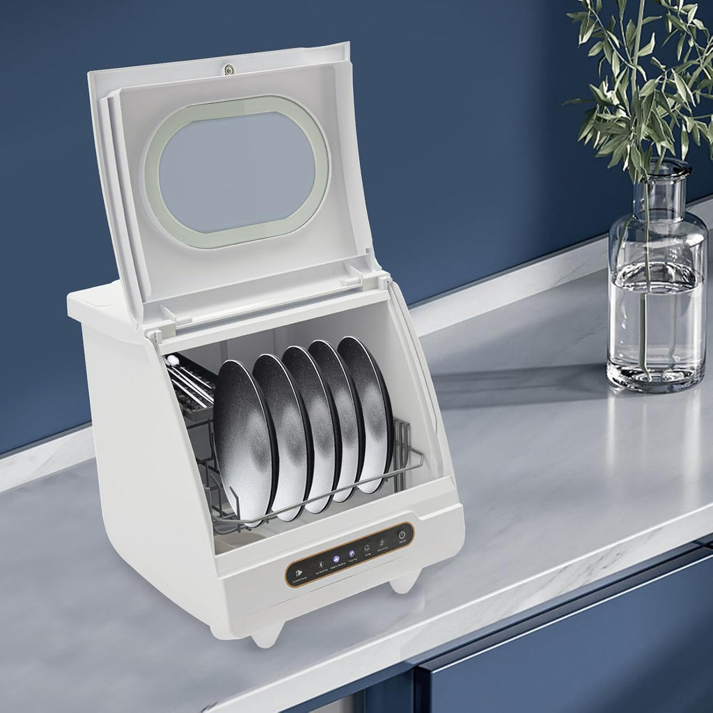 6-Set Countertop Dishwasher - 800w 5-in-1 Compact Dishwasher with High-Temp Sterilization (161.6℉)