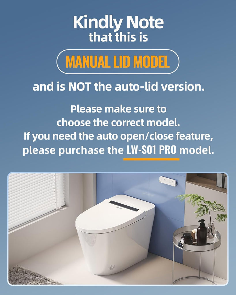 Smart One-Piece Toilet with Built-In Heated Bidet Seat, Auto Flush, Foot Sensor Flush, Built-In Tank, Pump-Assisted System, Warm Water, Air Dryer, LED Display, Night Light
