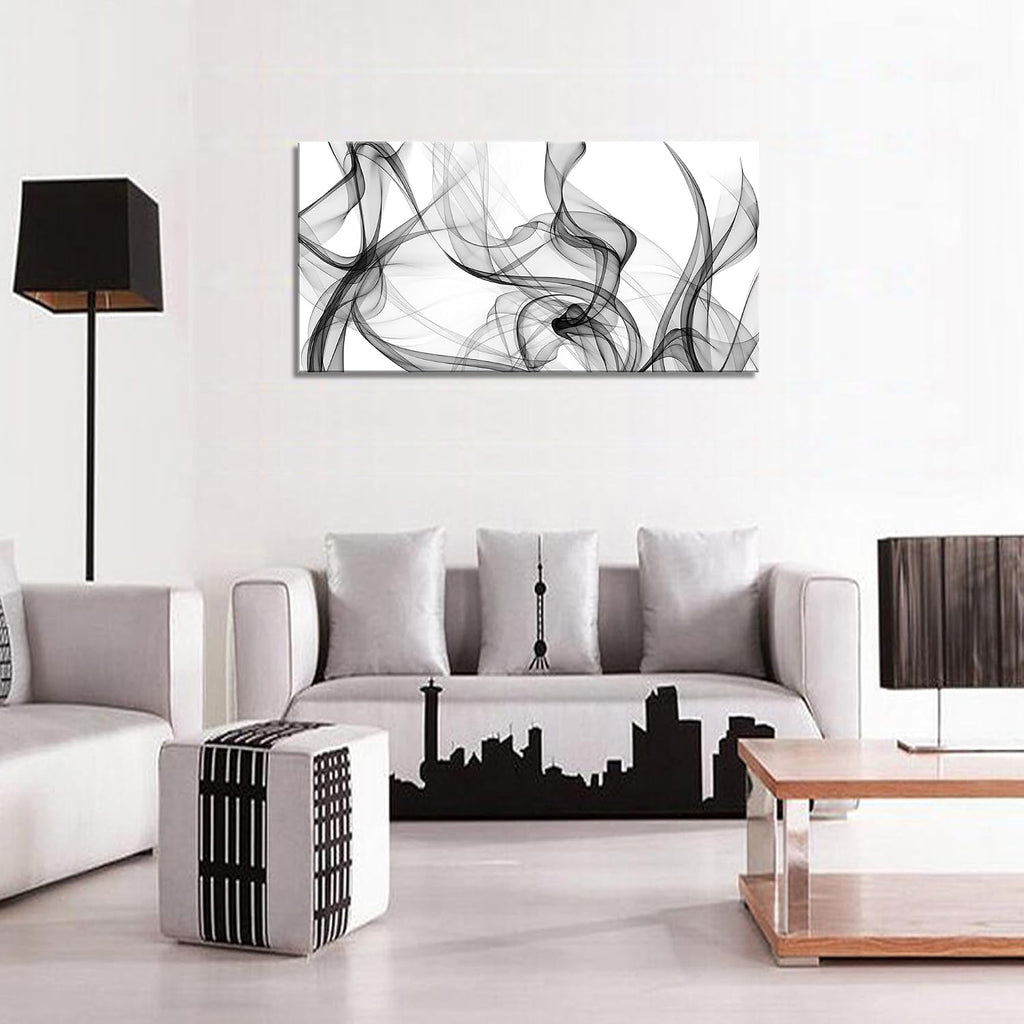 FC3850 Abstract Wall Art Light Streak Black and White Abstract Line Canvas Wall Art Bedroom Bathroom Office Wall Decor