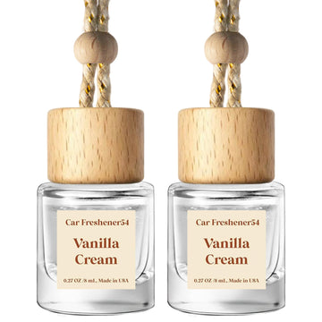 C Classy Hanging Car Air Freshener 2 Pack, Vanilla Cream Essential Oil Diffuser, Long-Lasting Fragrance, Cute Glass