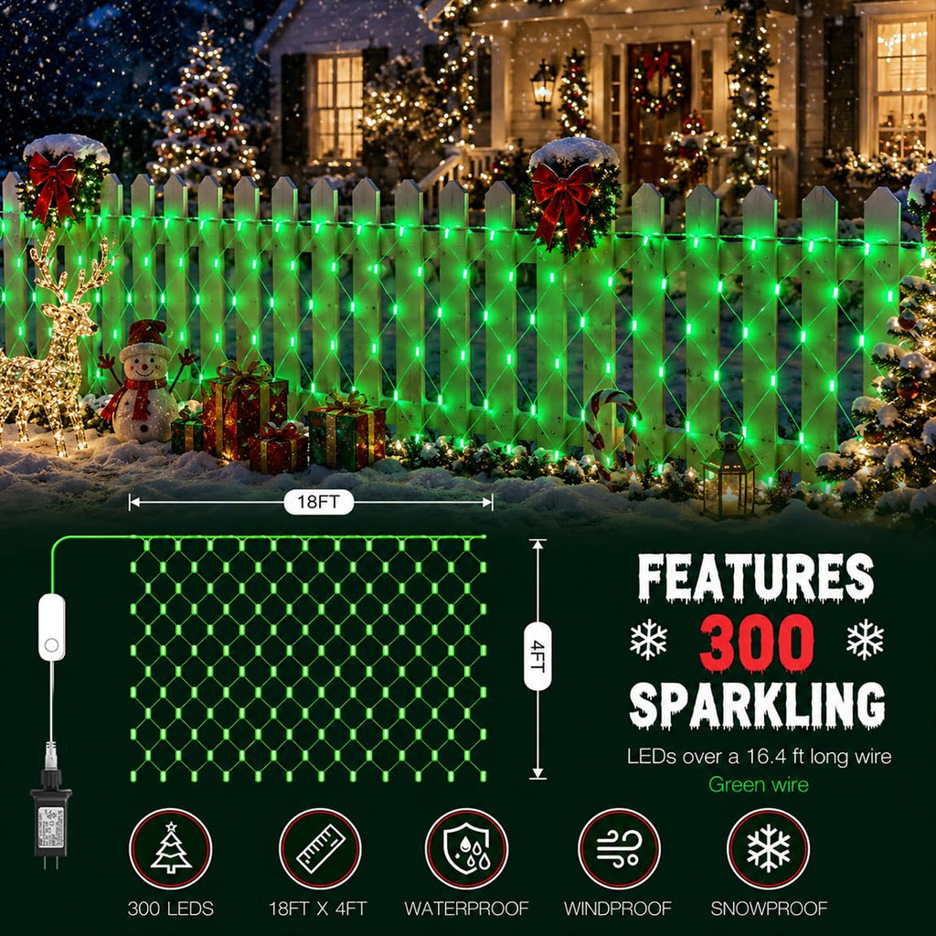 4ft*18ft Outdoor Smart Christmas Net Lights for Mesh, Group Control