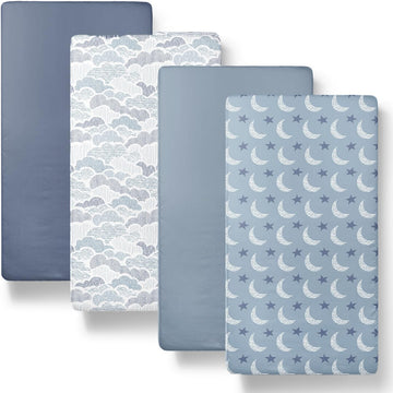 Soft Cloud 4pk Fitted Crib Sheet Set - Breathable Baby Crib Sheets for Girl or Boy, Fits Standard Mattress 52x28