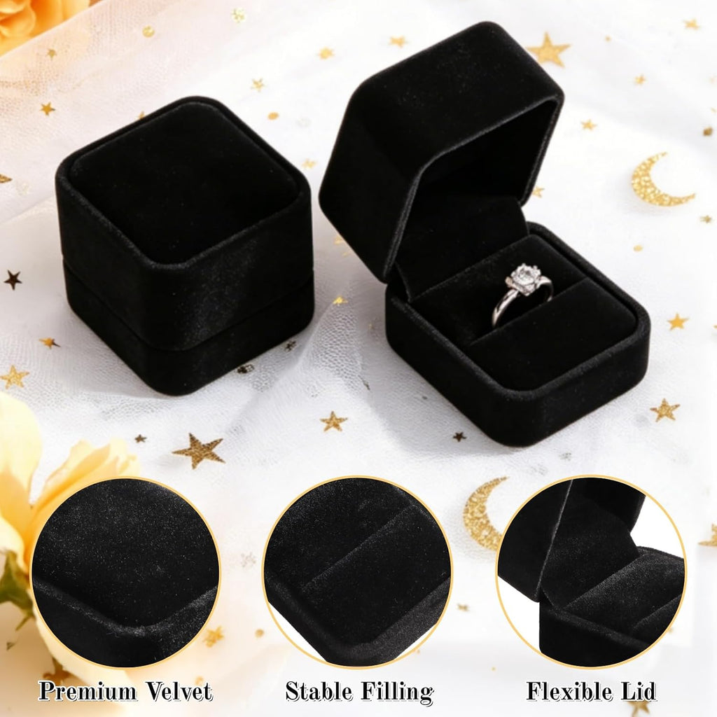 Velvet Ring Box, Black Jewelry Gift Case - Set of 20