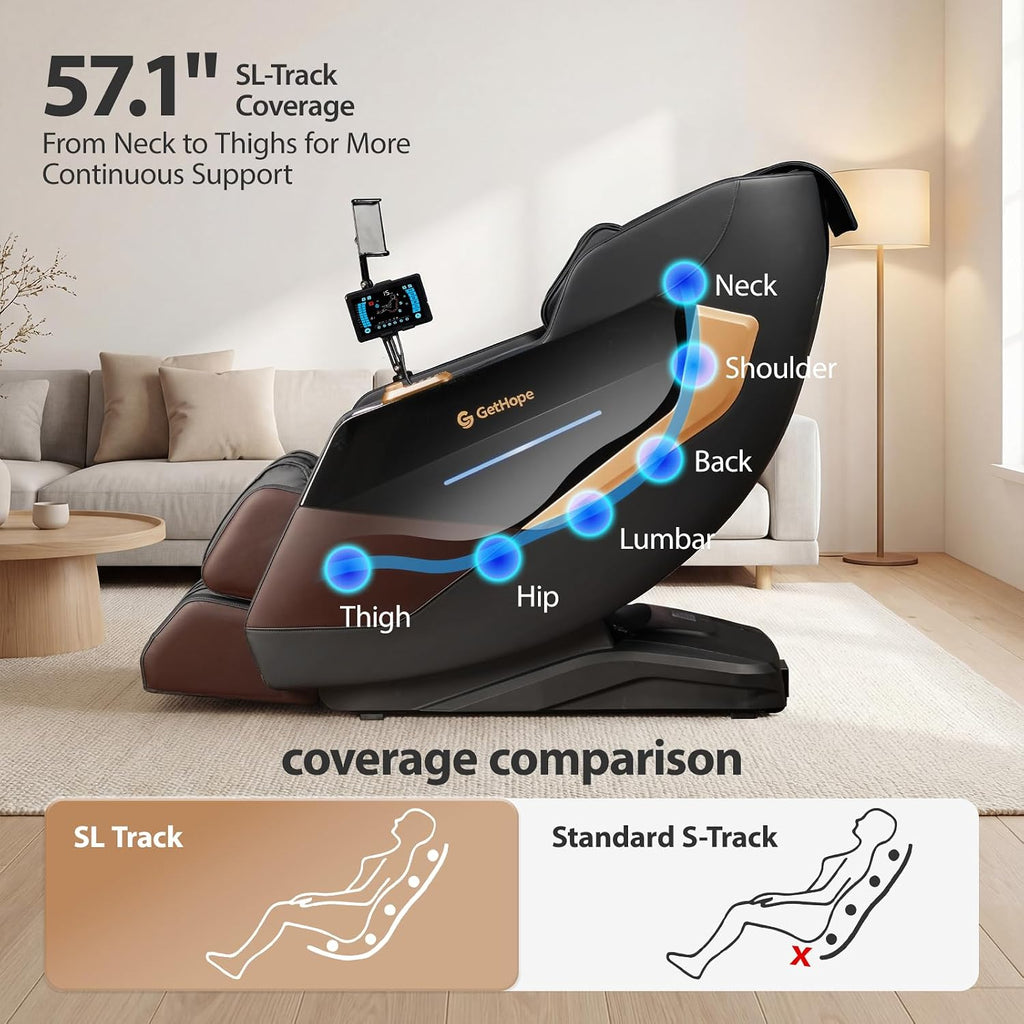 Massage Chair Full Body 4D Zero Gravity Massage Chair Recliner with 57.1" SL-Track Shiatsu Massage Lumbar Heat 40
