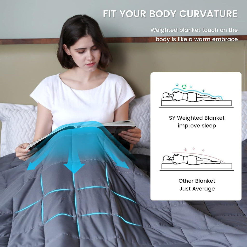 Weighted Blanket Queen Size (60''x80'' 20 lbs, Dark Grey), Breathable Weighted Blanket for Adults, Cooling Heavy