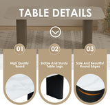 Faux Marble Oval Dining Table, 71" Modern Kitchen Table for 4-6 People, Easy to Assemble Accent Dining Table with