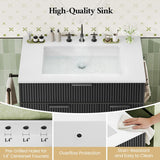 31" Fluted Freestanding Bathroom Vanity with Sink - Cabinet with Door Storage & 3 Drawers