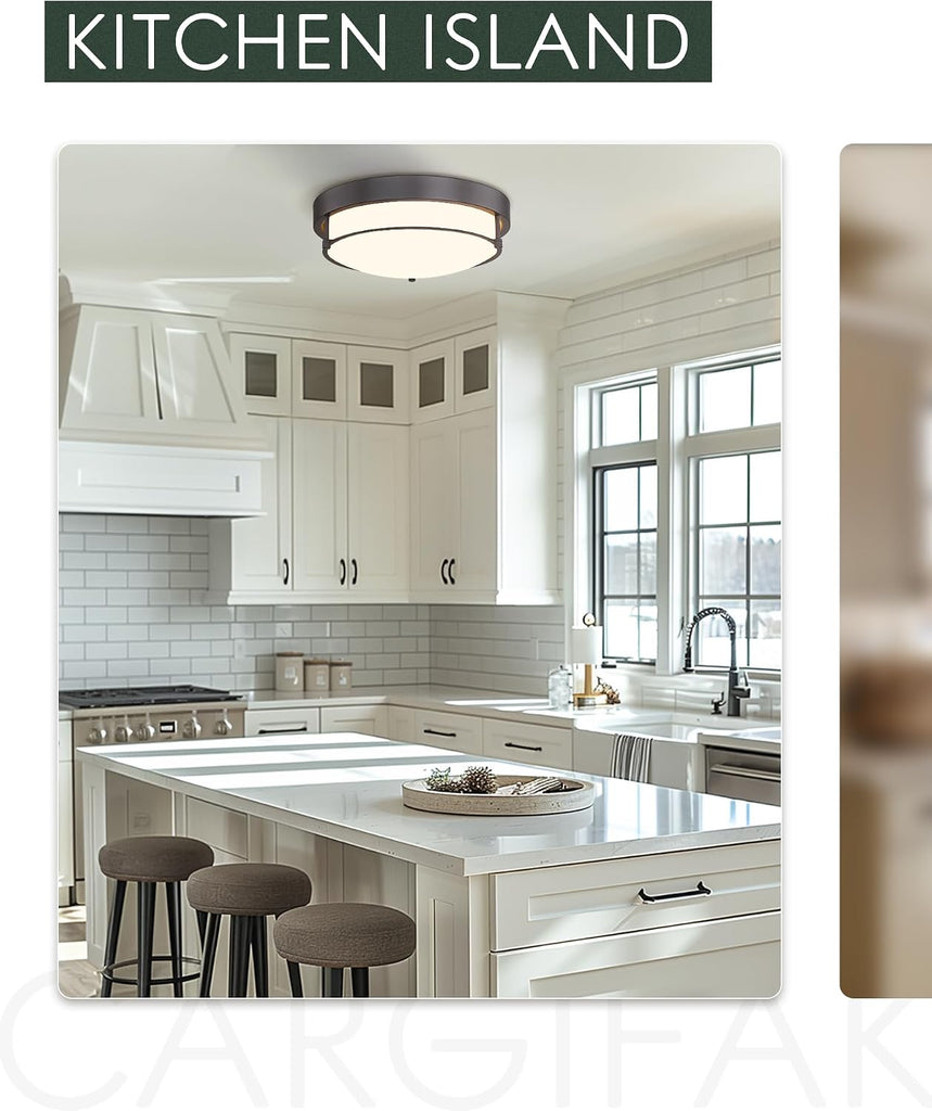 12 inch Flush Mount Ceiling Light, 2-Light Close to Ceiling Light Fixtures with Oil Rubbed Bronze Finish Bedroom