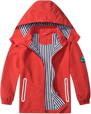 Waterproof Hooded Jacket for Boys Girls,Kids Raincoats Outdoor Windbreaker Dinosaur Rain Jacket