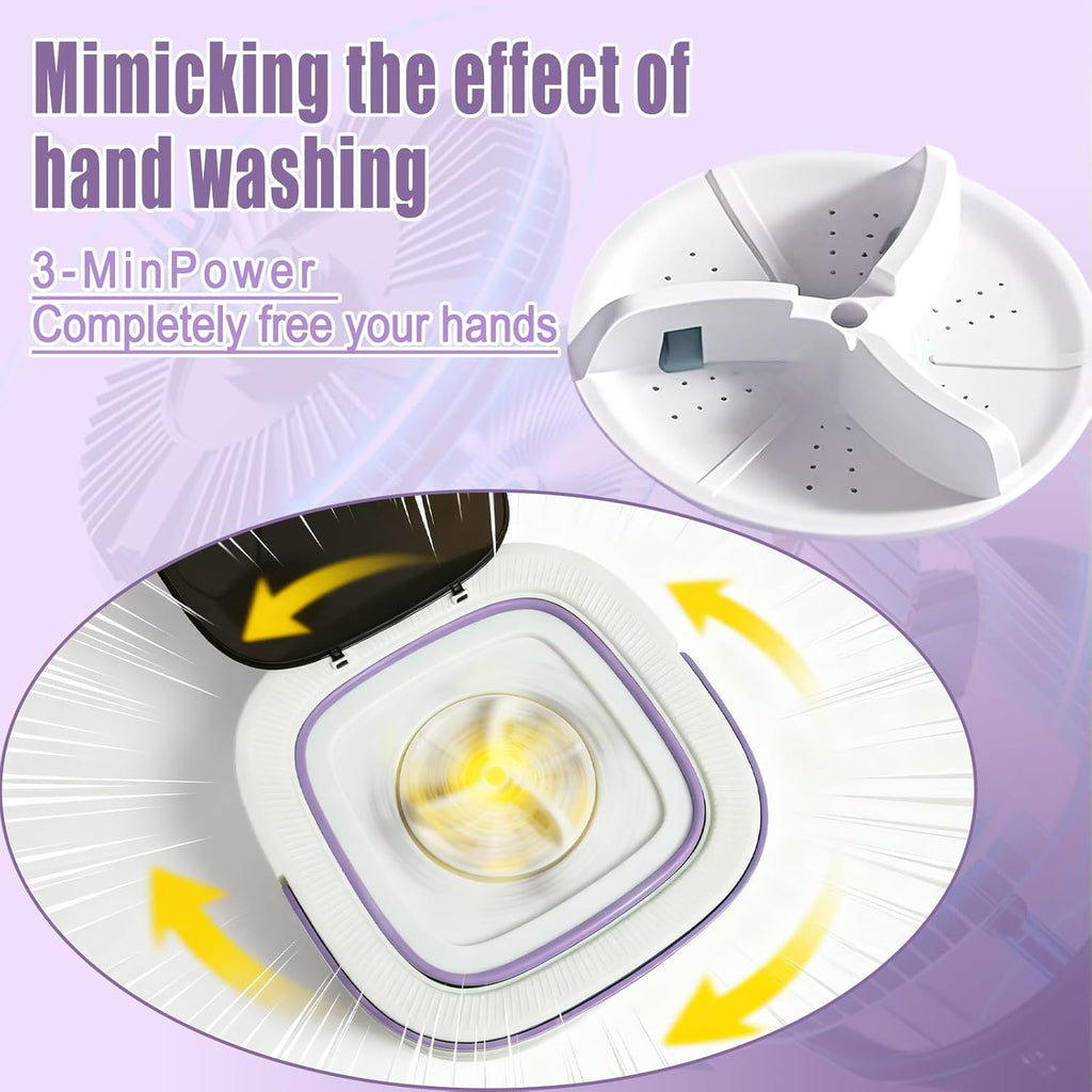 Mini Portable Foldable Washer - 16L Portable Washing Machine, Spin dryer, Small Folding Washing Machine 3 Cleaning