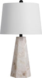 25.5" Natural/Black Modern Table Lamp, White Linen Shade, Contemporary Bedside Nightstand Lamp