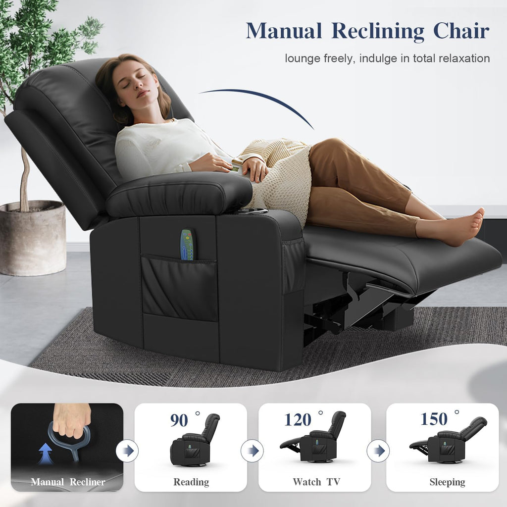 Recliner Chairs for Adults, FSC Certified Massage Reclining Chair with Heated Modern, Ergonomic Lounge Single