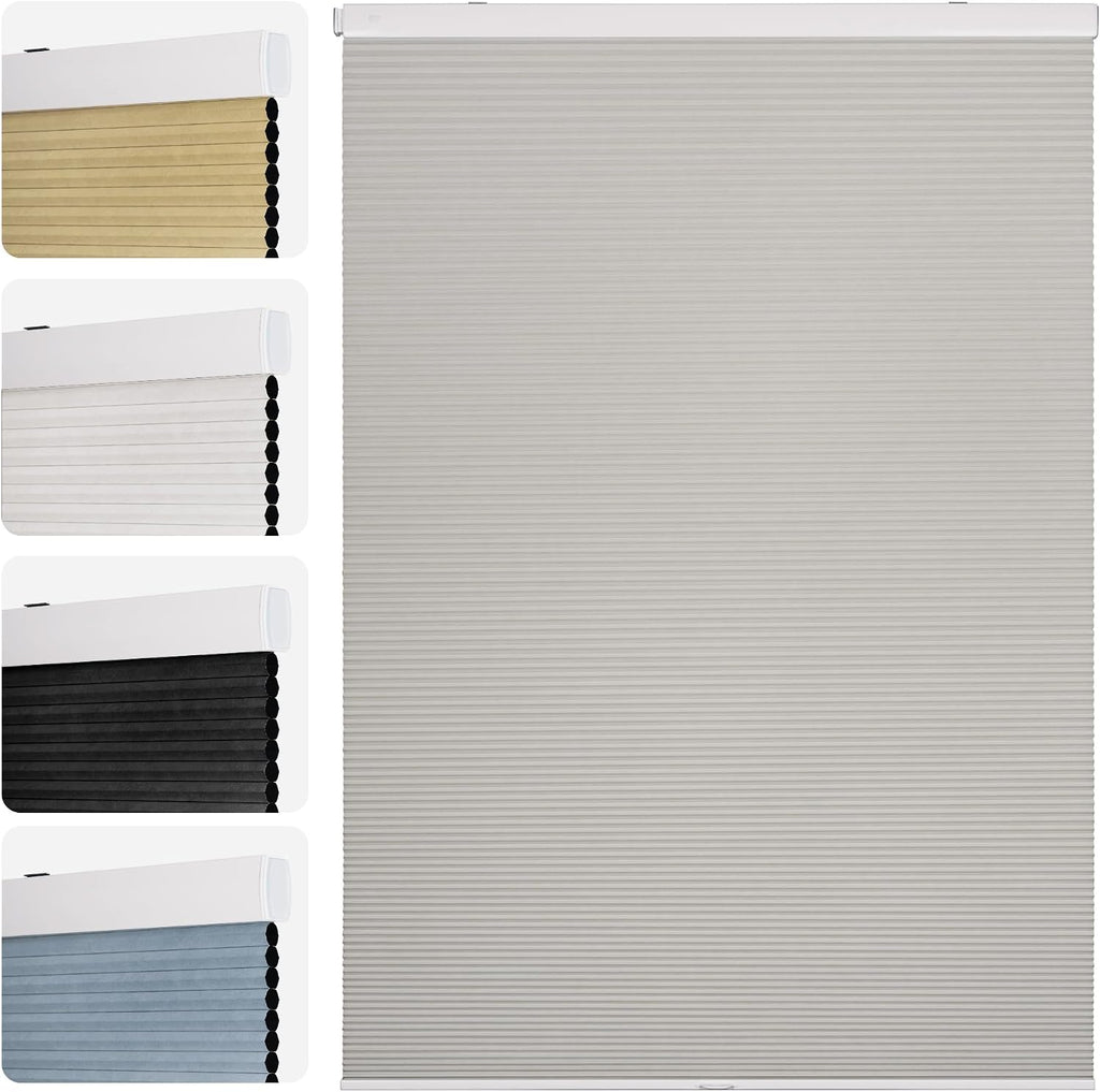 Cordless No Drill Blackout Honeycomb Shades - Thermal Insulation, UV Protection, Privacy, Room Darkening, Black 27" W