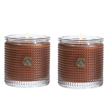 Cinnamon Cider Textured Glass Candle Set of 2 6oz - Decorative Home Fragrance Aromatherapy Long Lasting Room Air