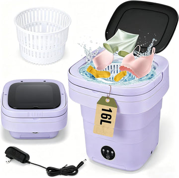 Mini Washing Machine 16L Foldable Small Washer for Underwear, Socks, Baby Clothes - 3 Cleaning Modes with Spin Dryer