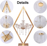 45" Gold Wedding Candelabra Set of 4 | Tall Crystal-Accent Centerpieces with Acrylic Diamond Drops for Reception