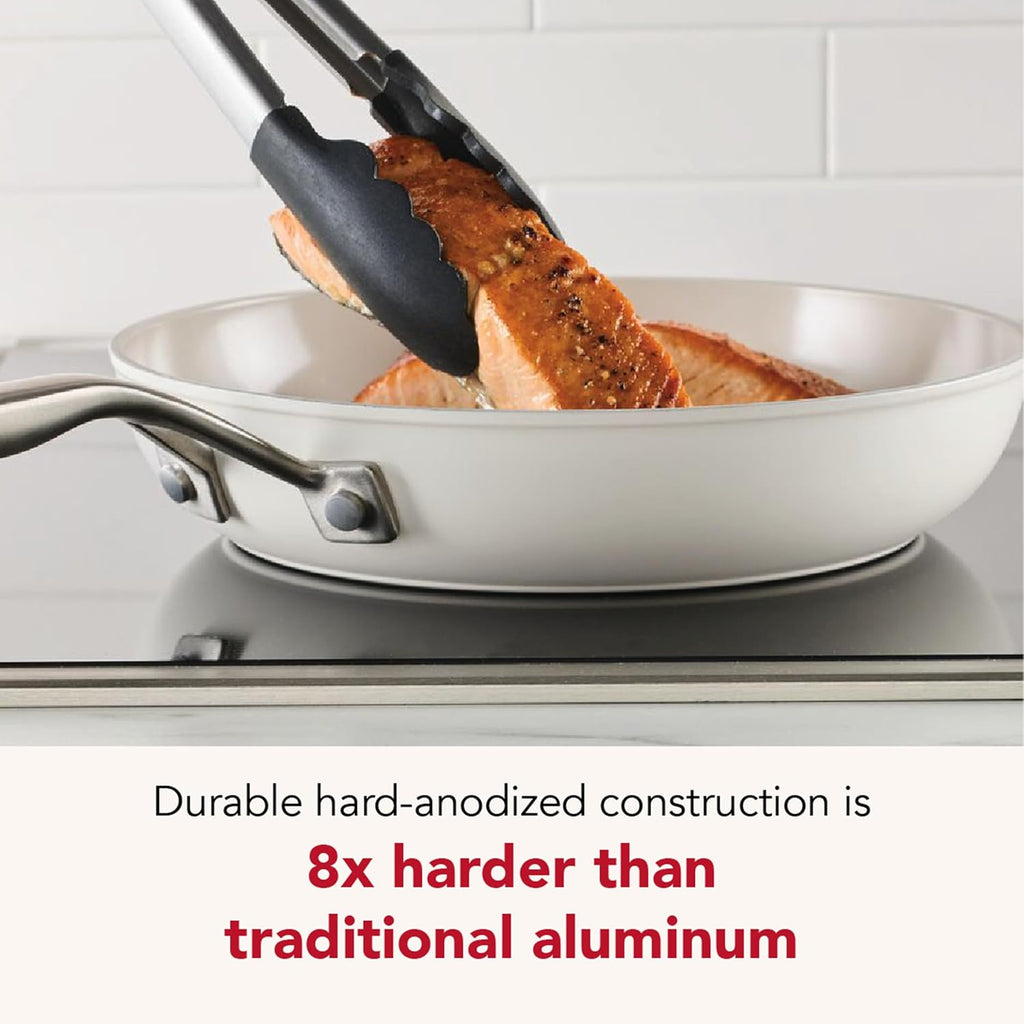 Hard-Anodized Ceramic Induction Cookware Set, 9-Piece Pots and Pans, Porcelain White