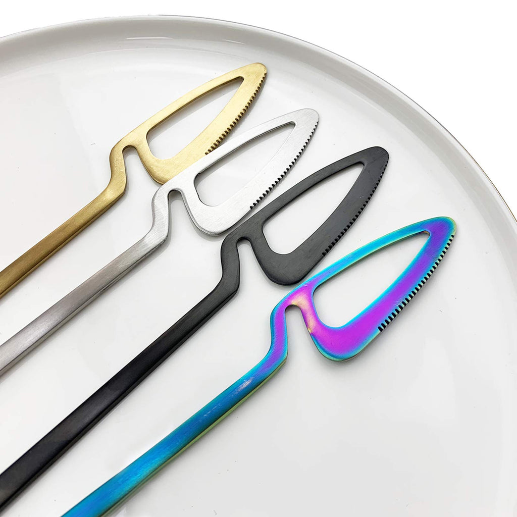 Hangable Silverware Set, Matte Black Flatware Cutlery Set Service for 2, Satin Finish 8 Piece Stainless Steel